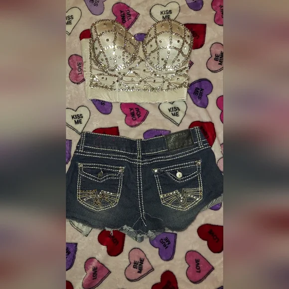 White Rhinestone Corset Bustier Top - Picture 11 of 15